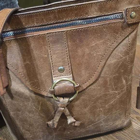 VINTAGE BORN BRITISH TAN SADDLE LEATHER CROSSBODY... #7514 - Picture 2 of 11